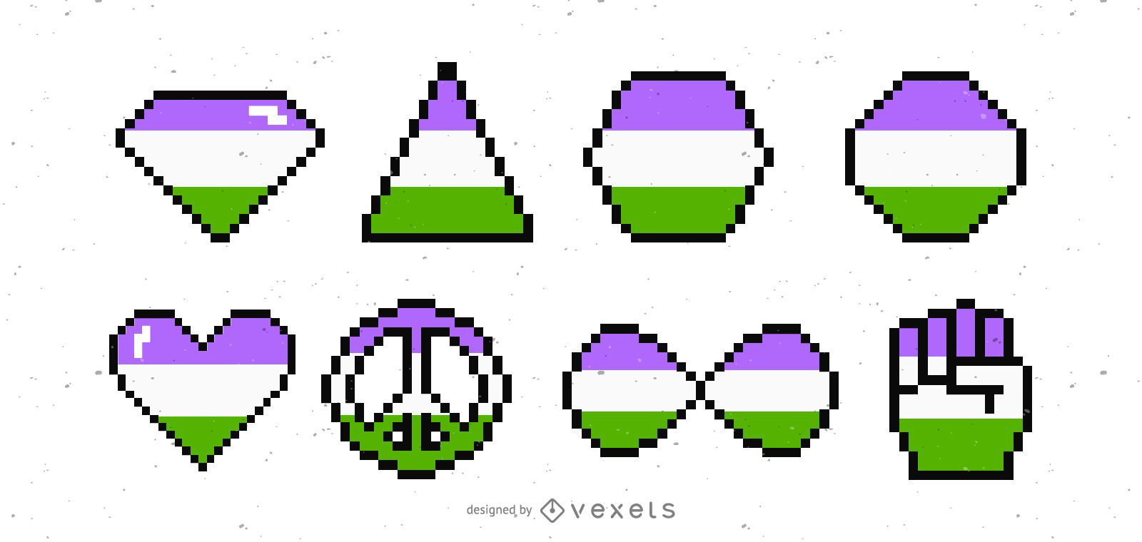 Genderqueer flag pixel vector set