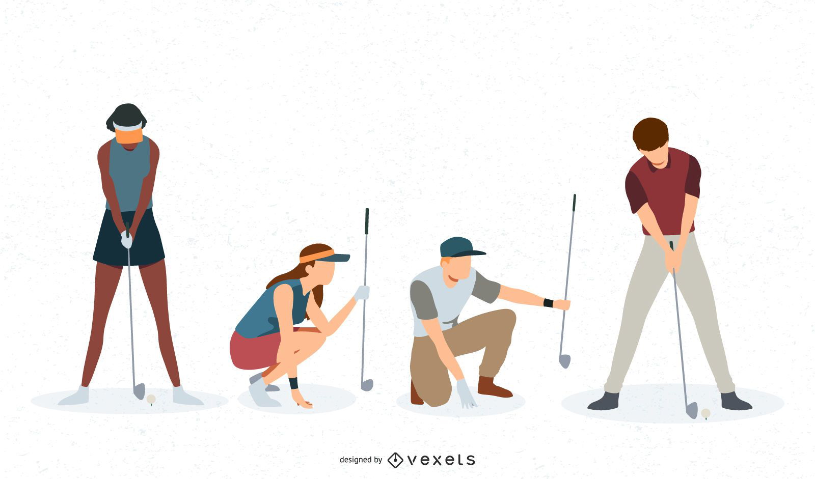 Golf players vector set 