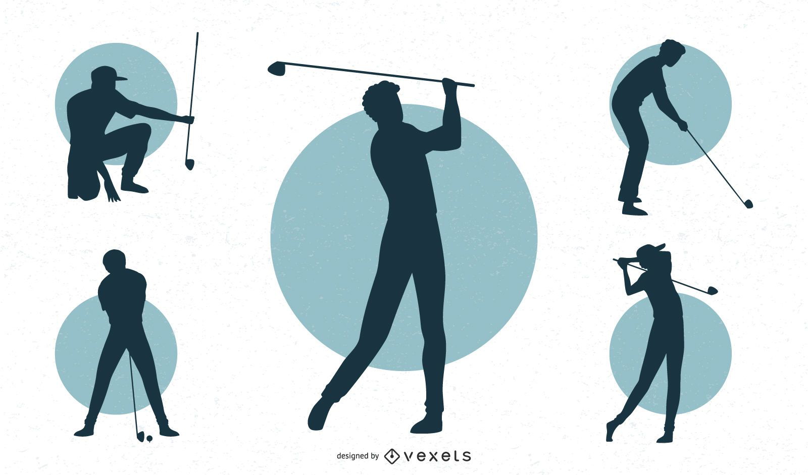 Male Golfer Silhouette Set