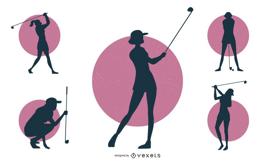 Conjunto de silueta de golfista femenina Conjunto de silueta de golfista femenina