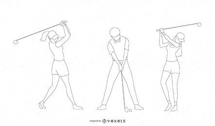 Golf players line character set