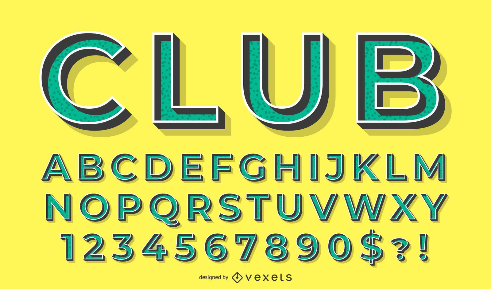 Alphabet 3D green vector set