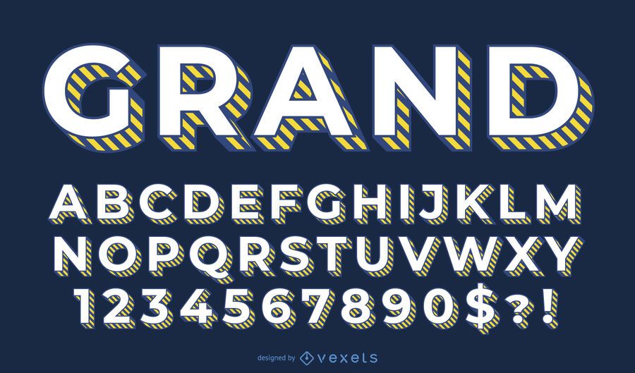 3D striped alphabet vector set 3D striped alphabet vector set