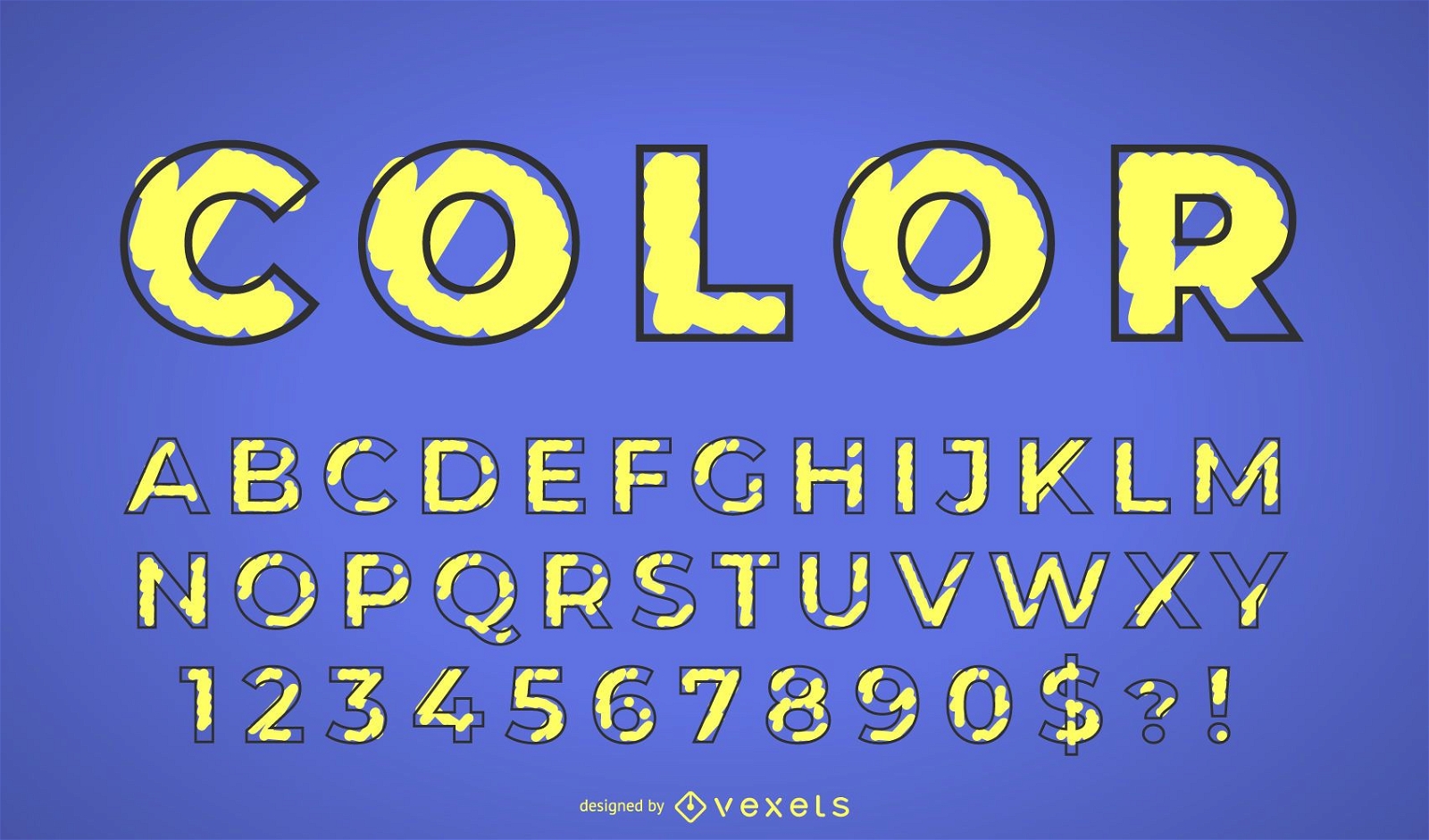 Conjunto de alfabeto de color amarillo