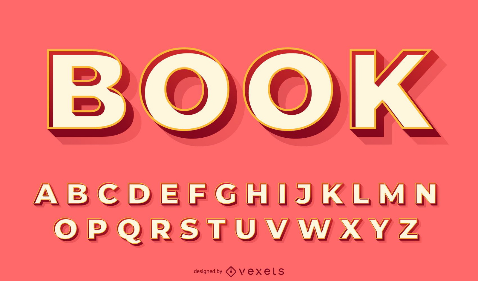 3D red alphabet vector set