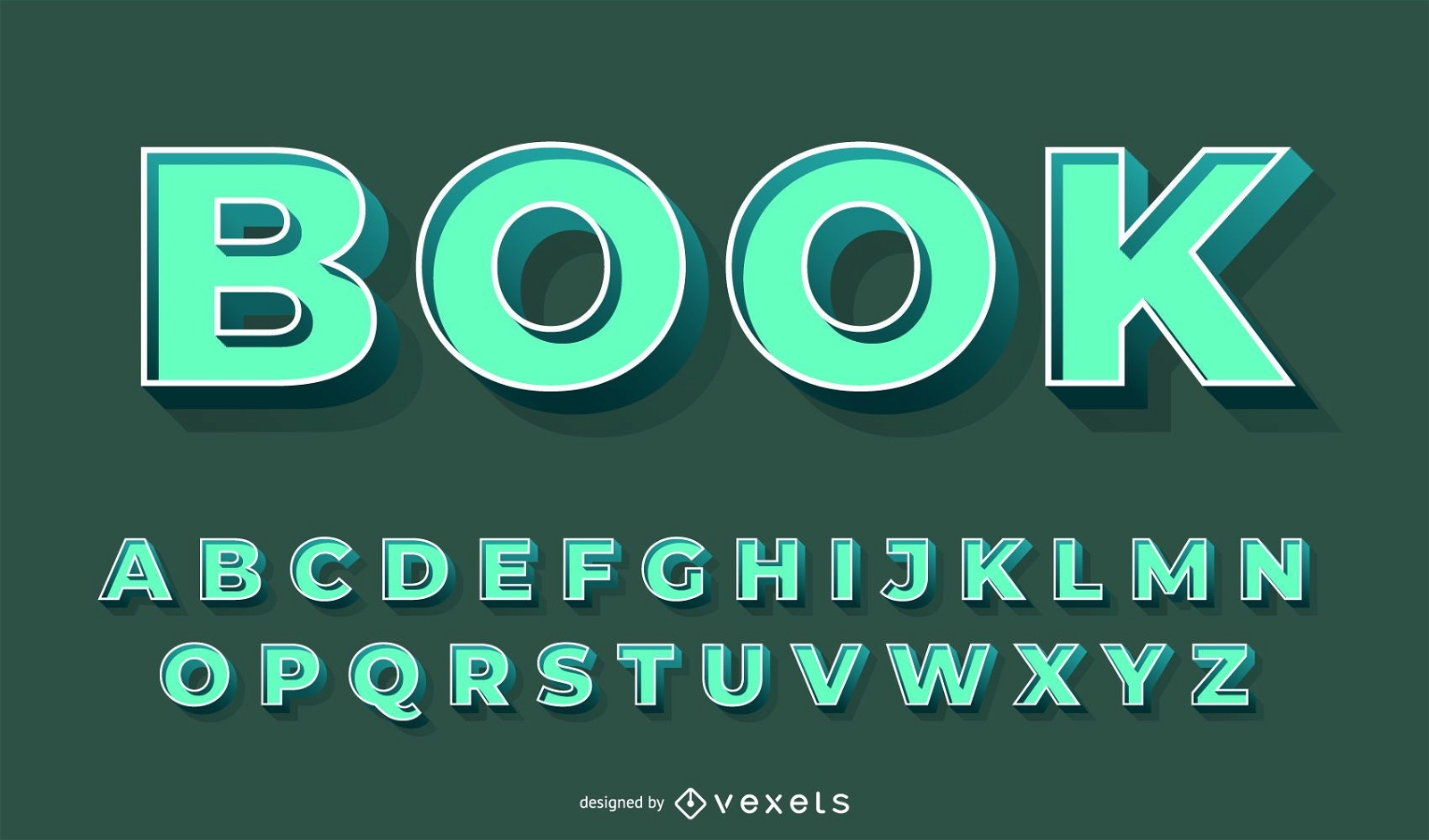 3D green alphabet vector set