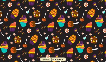 Diseño de patrón de dulces de Halloween Diseño de patrón de dulces de Halloween