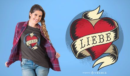 Diseño alemán de la camiseta del tatuaje del amor Diseño alemán de la camiseta del tatuaje del amor