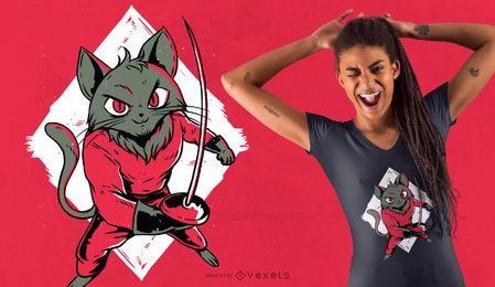 Fencing Cat T-Shirt Design Fencing Cat T-Shirt Design