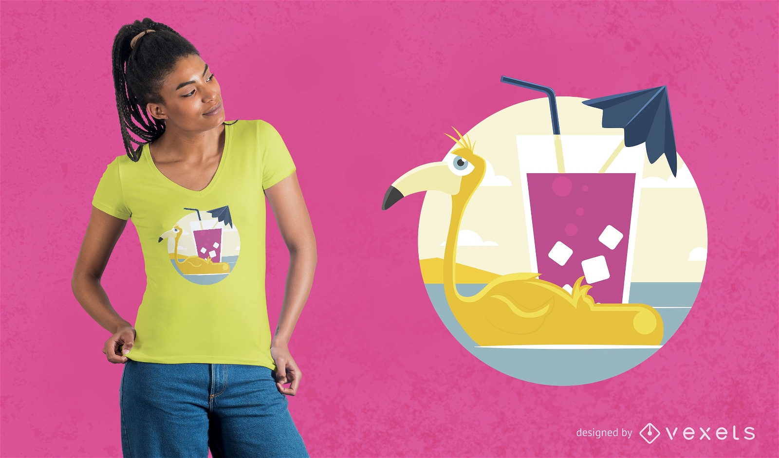 Design de camiseta Flamingo Float