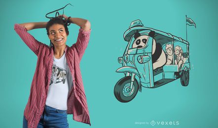 Diseño de camiseta Panda Taxi