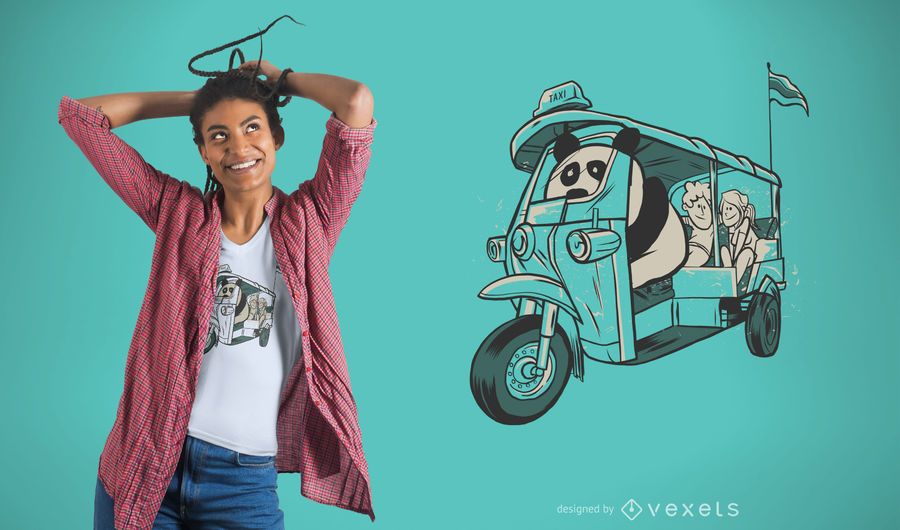 Diseño de camiseta Panda Taxi Diseño de camiseta Panda Taxi