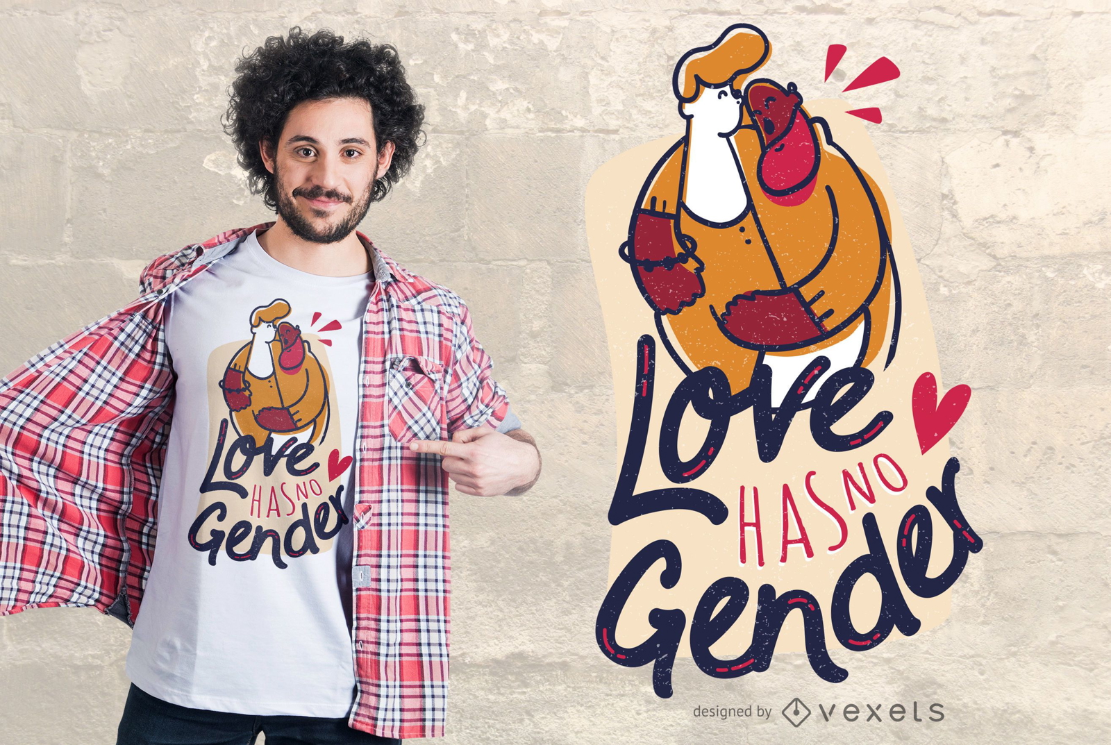Design de camisetas com amor igual