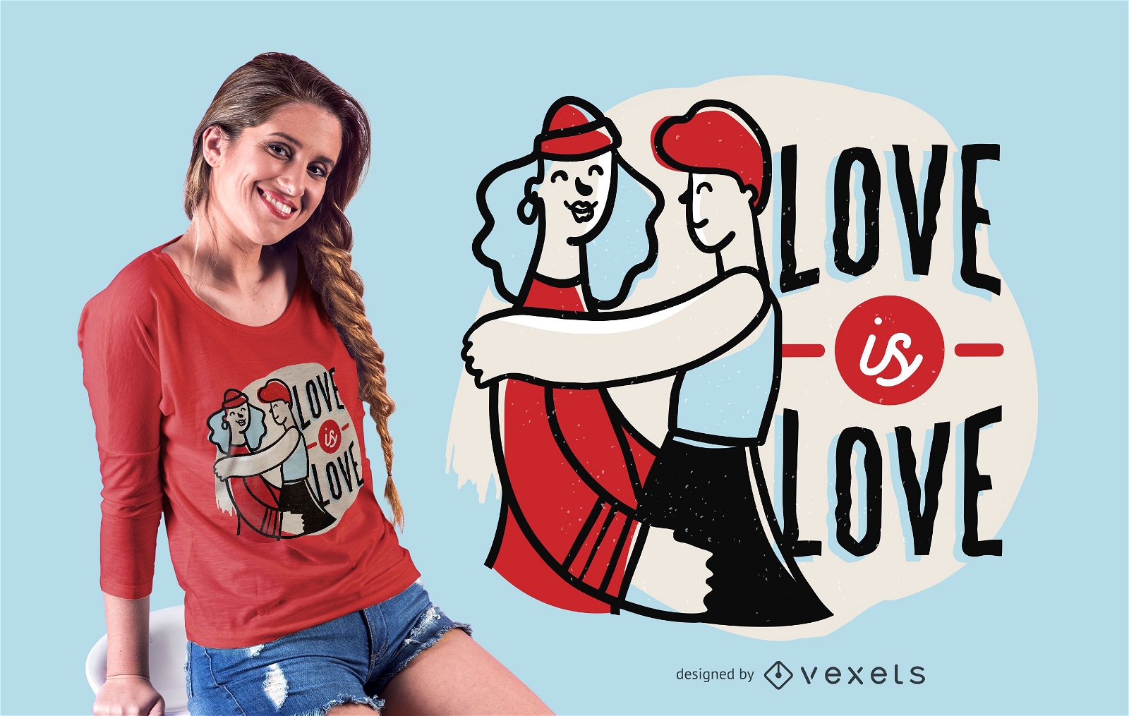 Love is love dise?o de camiseta de pareja de lesbianas