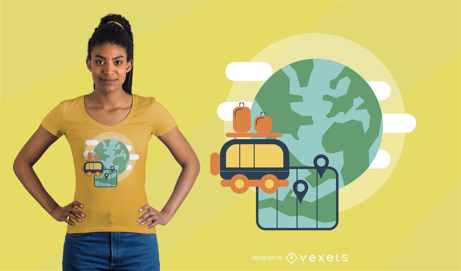 Design de camisetas para viagens pelo mundo