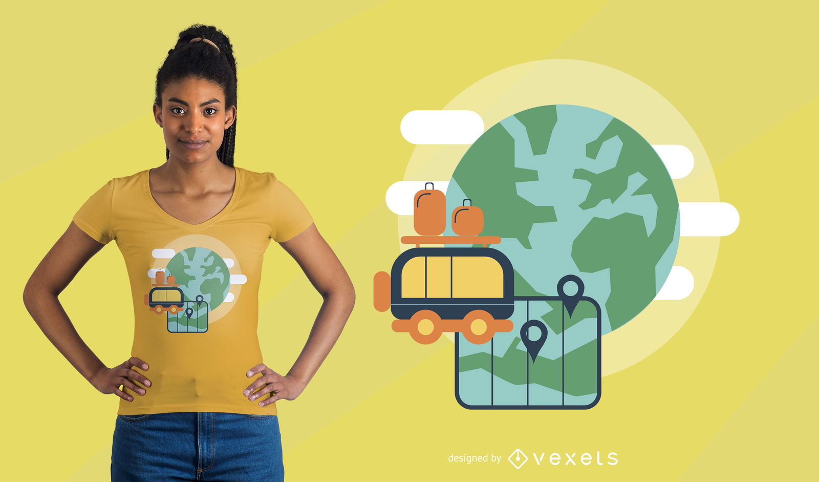 Viajando por el mundo Diseño de camiseta de la Tierra.