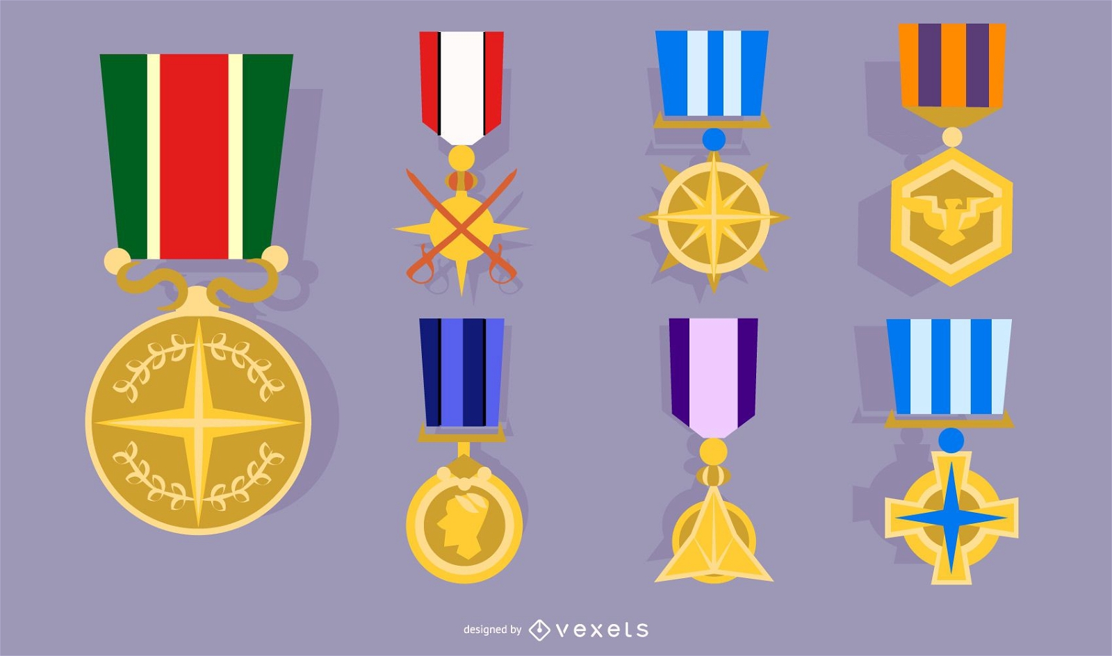 Conjunto de medalha real de ouro