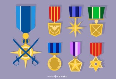 Conjunto de vetores de medalha do exército
