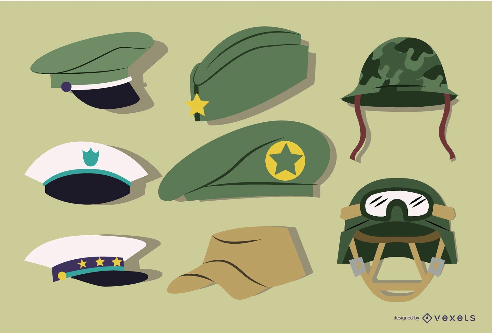Conjunto de sombrero militar