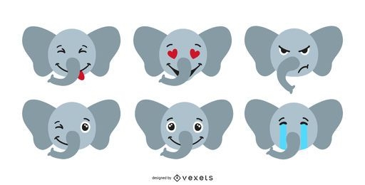 Lindo conjunto de emoji de elefante