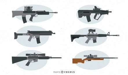 Firearms Vector Set Firearms Vector Set