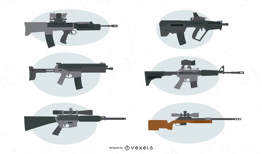 Firearms Vector Set Firearms Vector Set