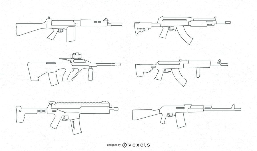 Conjunto de vectores de línea de armas de fuego Conjunto de vectores de línea de armas de fuego