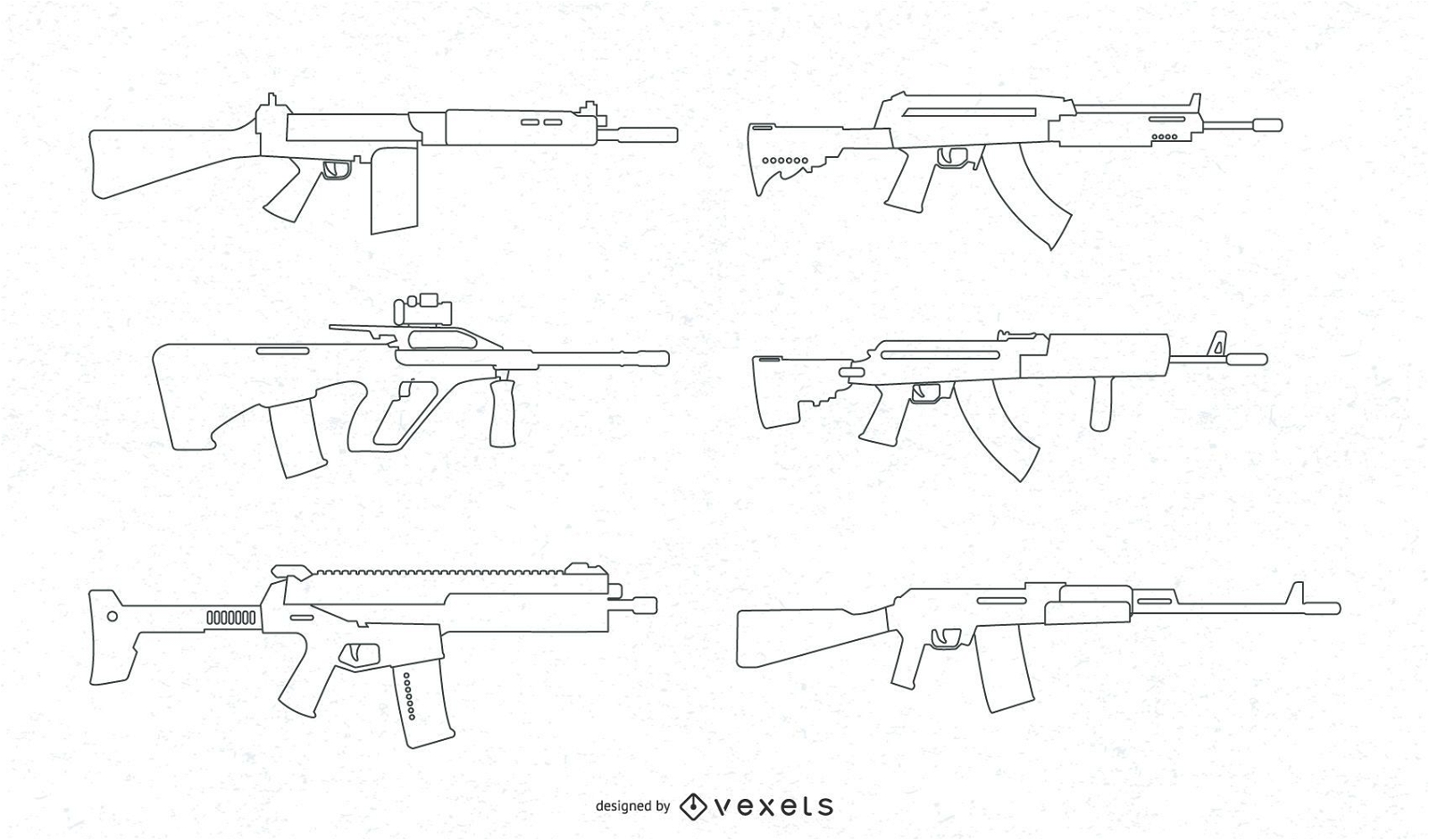 Conjunto de vetores de linha de armas de fogo