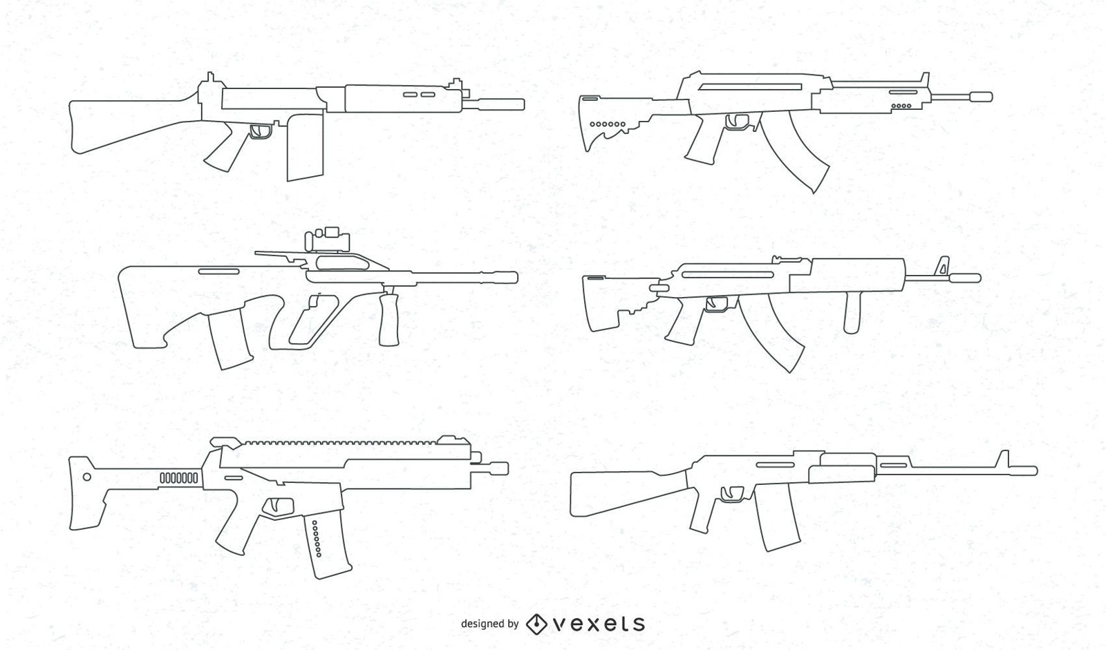 Firearms Line Vector Set