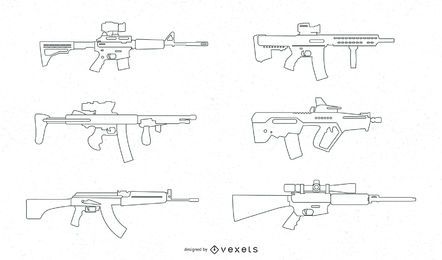 CONJUNTO DE VECTOR DE LÍNEA DE RIFLES DE FRANCOTIRADOR