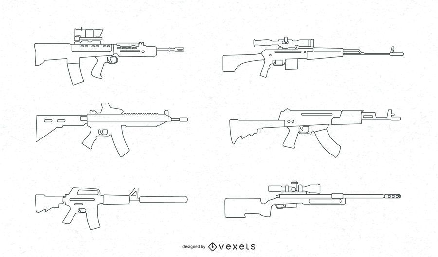 Conjunto de vetores de rifle automático Conjunto de vetores de rifle automático