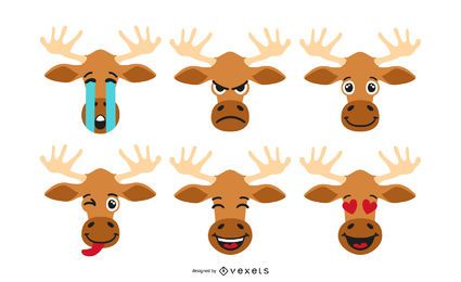 Moose Cartoon Emoji Set Moose Cartoon Emoji Set
