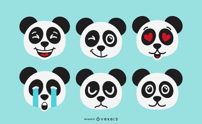 Conjunto Com Imagens De Urso Panda Dos Desenhos Animados, Preto E