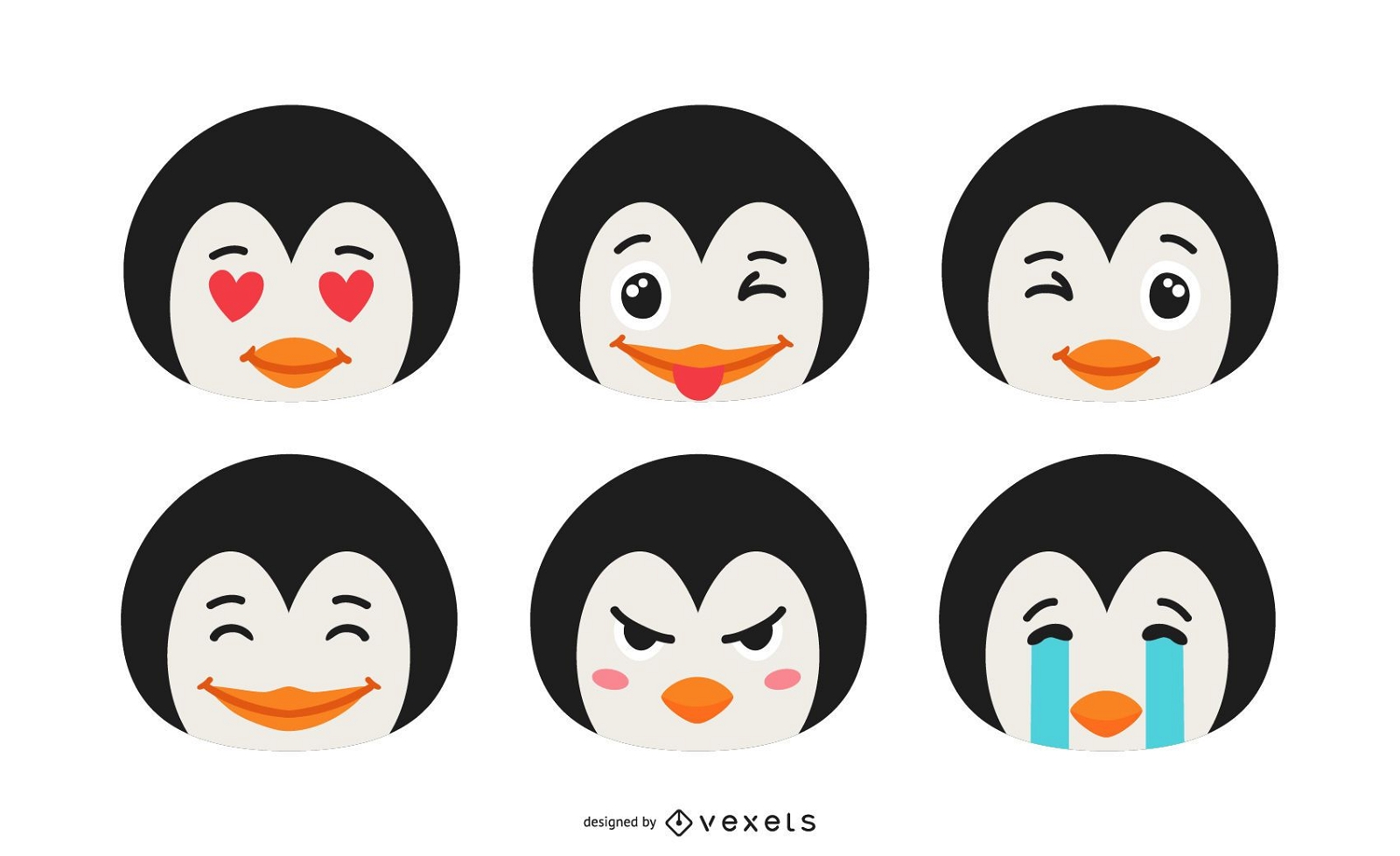Conjunto de emojis de pinguim