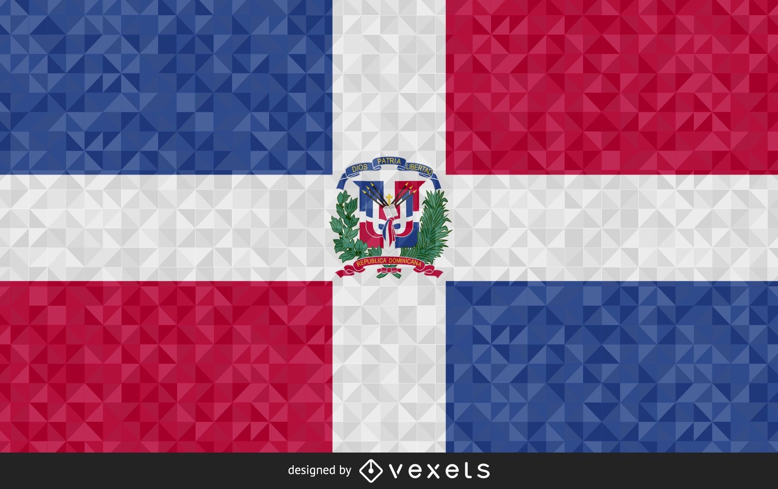 Flag of Dominican Republic polygonal Design 