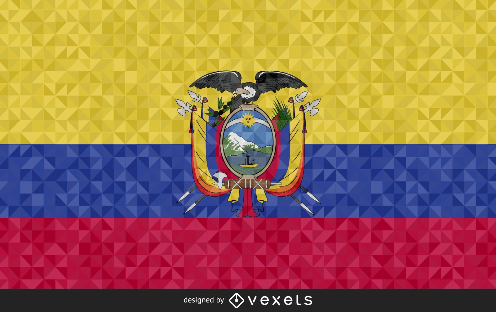 Bandera de Ecuador diseño poligonal