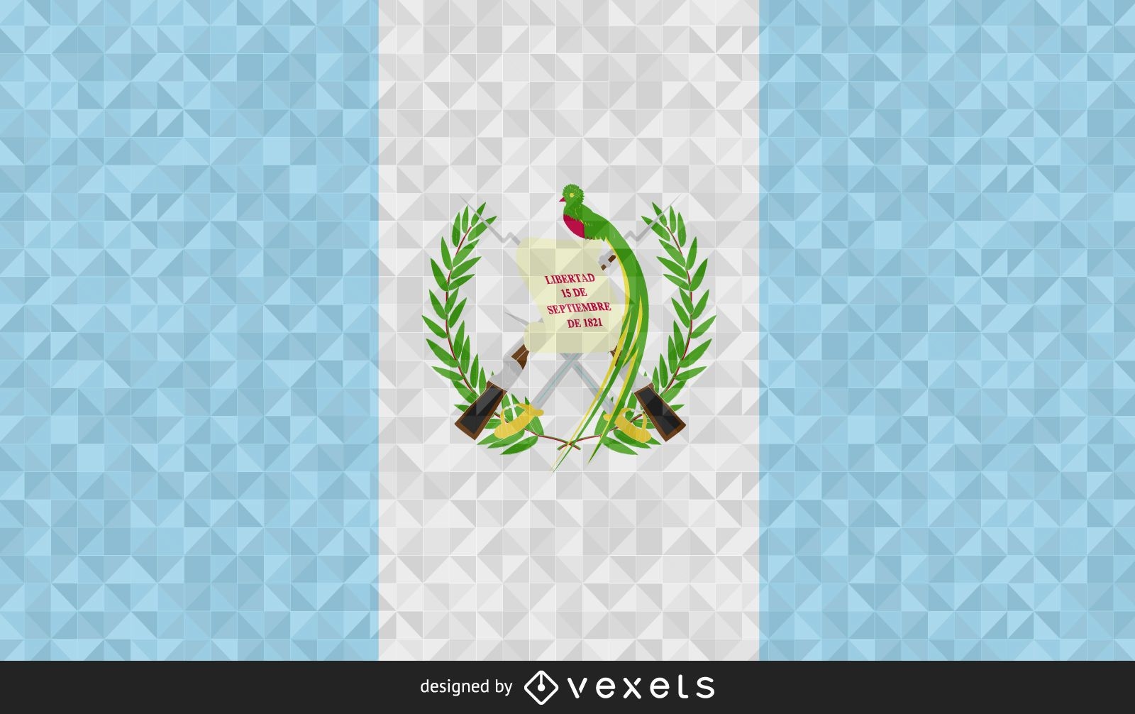 Diseño poligonal de la bandera de Guatemala