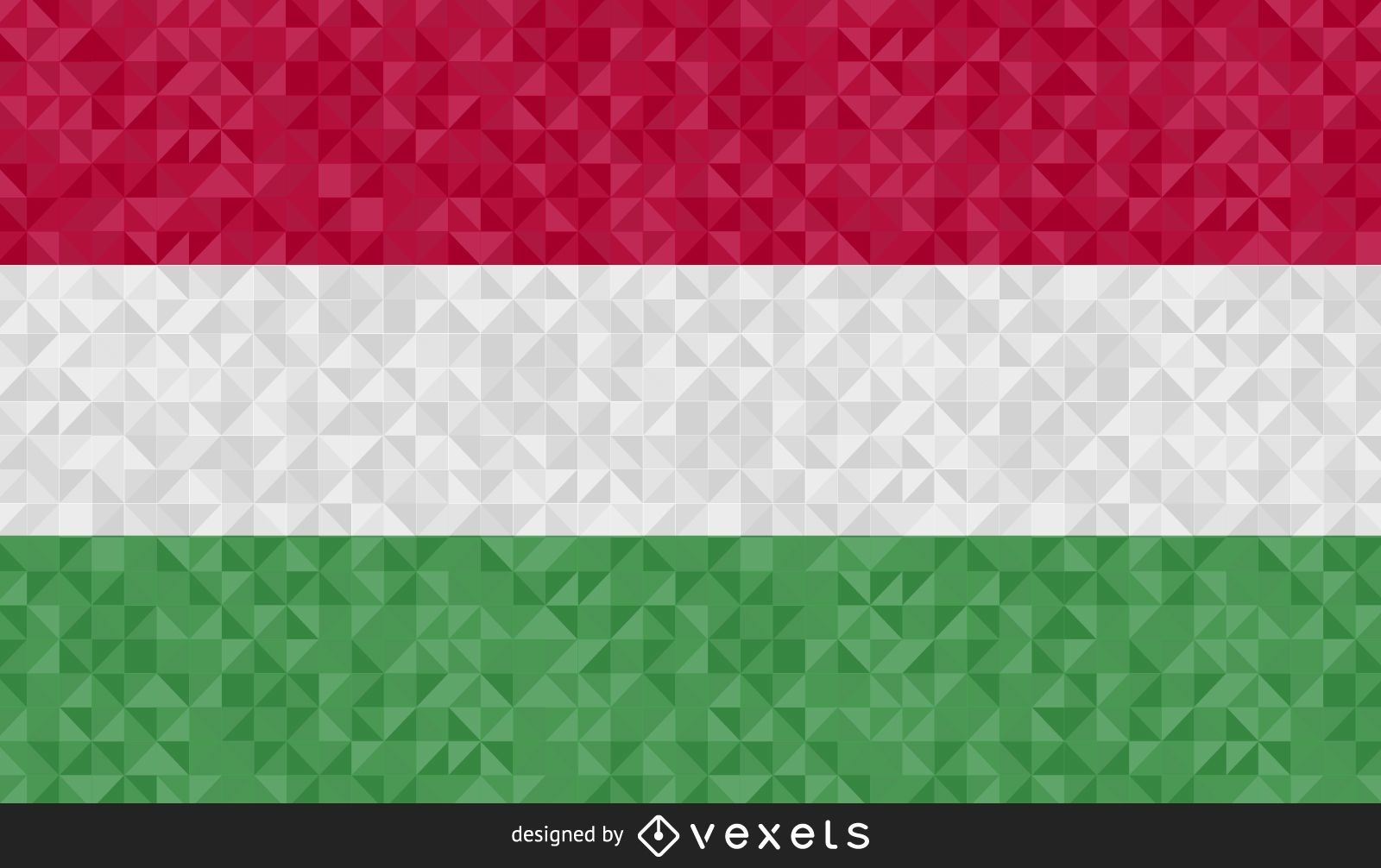 Desenho poligonal da bandeira da Hungria