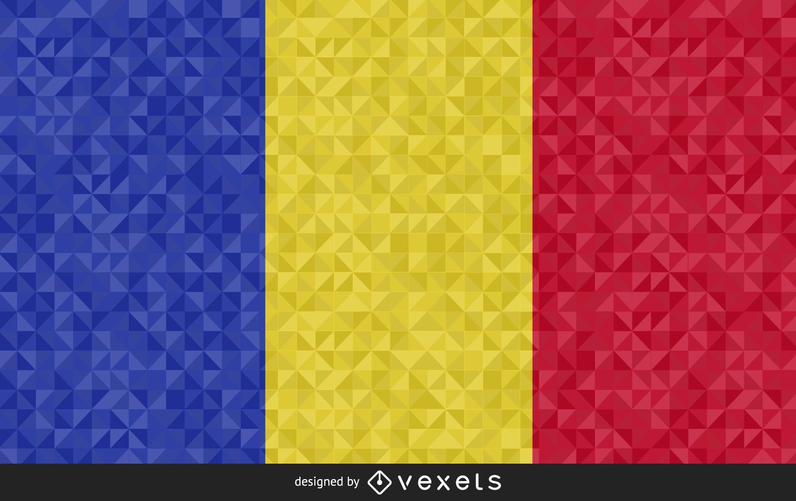 Bandera de Chad diseño poligonal
