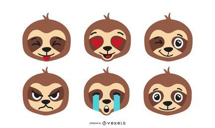 Conjunto de vetores emoji de preguiça