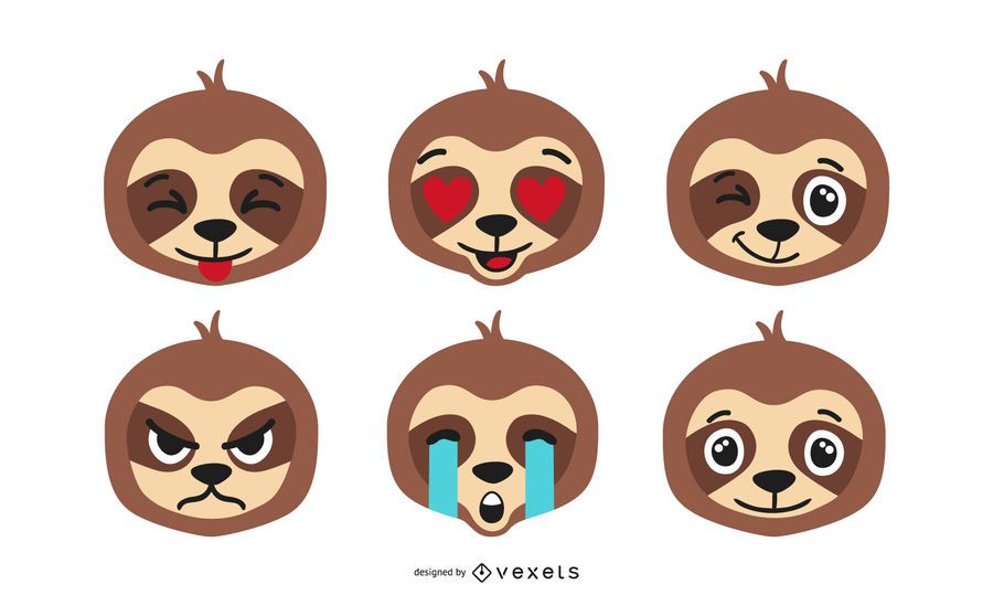 Sloth emoji vector set Sloth emoji vector set