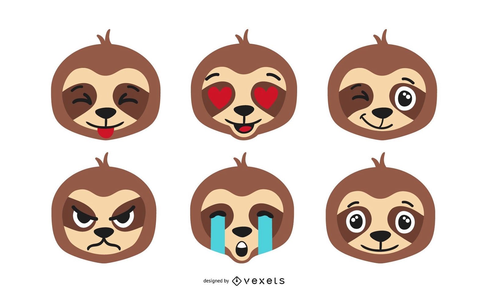 Faultier Emoji Vektorsatz