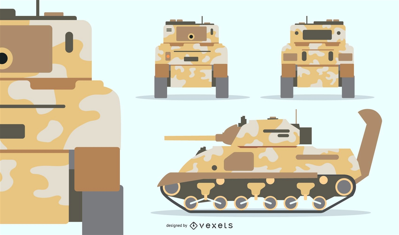 Conjunto de tanque militar camuflagem