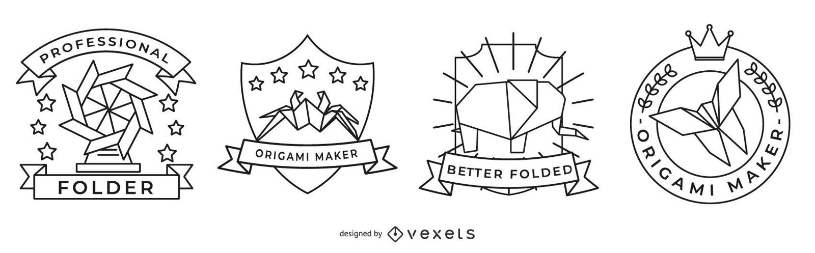 Conjunto de emblemas de origami