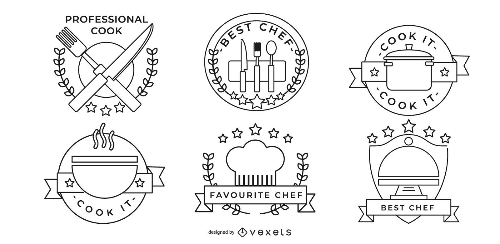 Conjunto de emblemas de chef