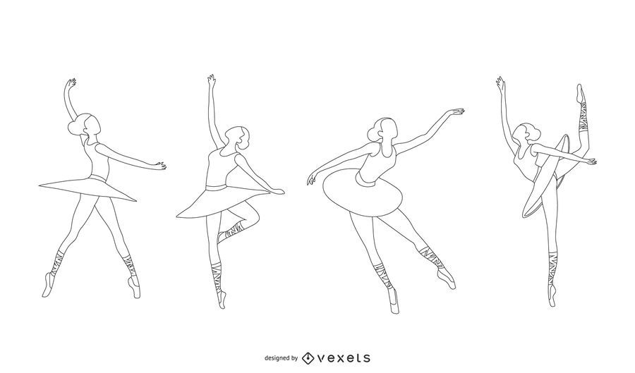 Bailarina Línea Vector Diseño Bailarina Línea Vector Diseño
