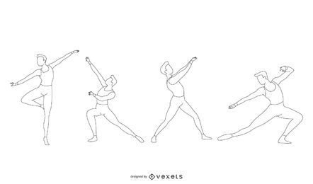 Male Ballet Dancer Line Vector Set Male Ballet Dancer Line Vector Set