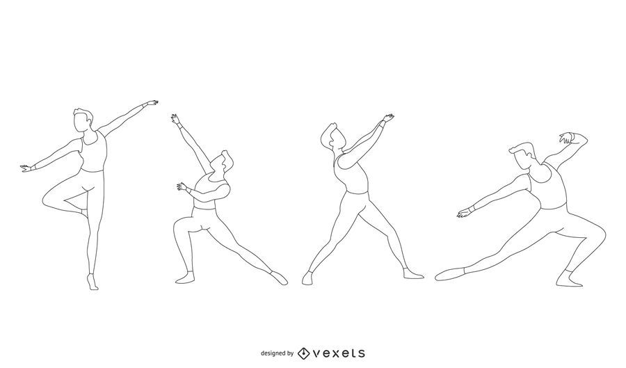 Male Ballet Dancer Line Vector Set Male Ballet Dancer Line Vector Set