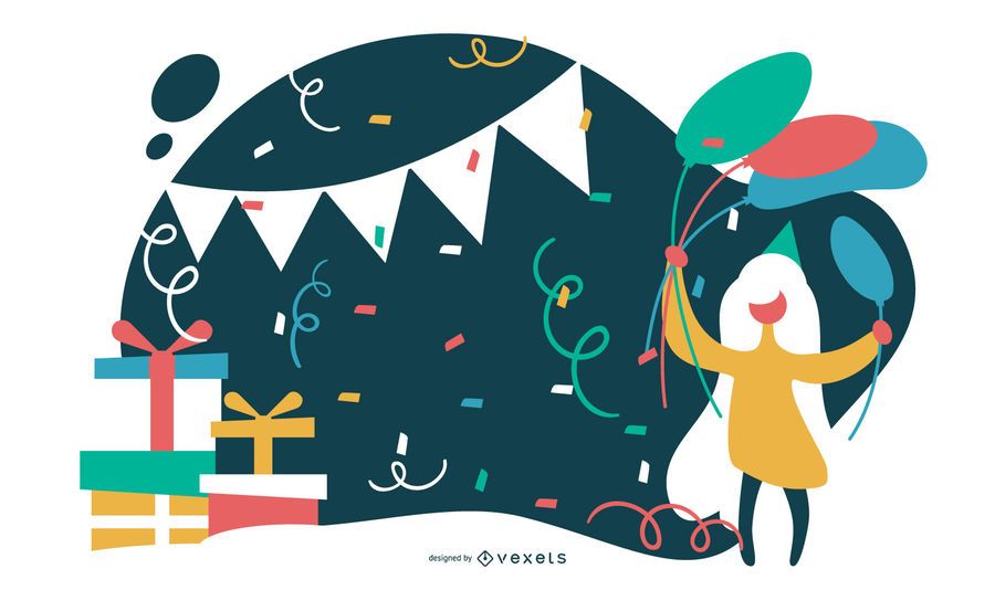 Ilustração plana de festa de aniversário Ilustração plana de festa de aniversário