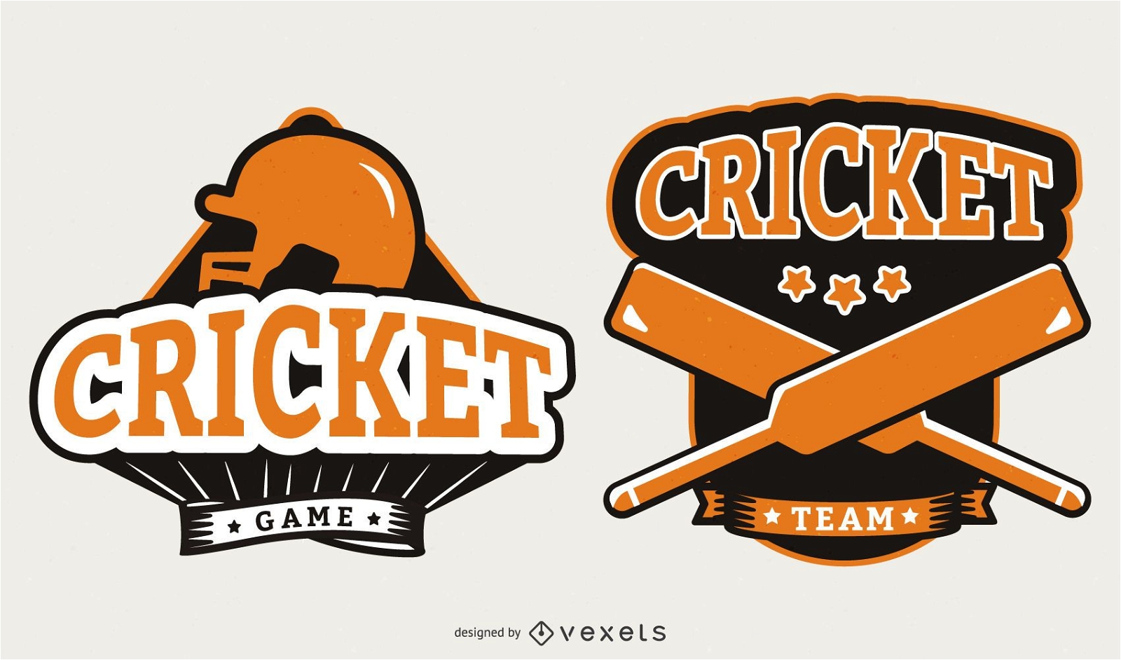 Orange Cricket Badges Design 
